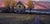 Hilltop Debut by Seth Winegar | Oil on Board Landscape with a house and trees at sunset For Sale