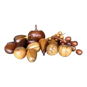 Vintage Boho Collection of Wood Fruit- 14 Pieces