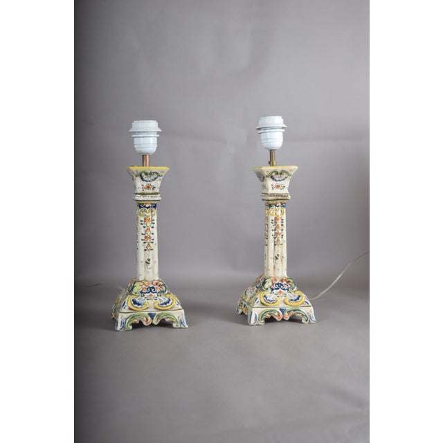 French Rouen Faience Table Lamps, 1890s, Set of 2 For Sale - Image 12 of 18