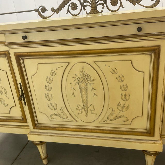 Light Yellow Regency Karges Furniture Bronze Leaf Gallery Buffet For Sale - Image 8 of 11