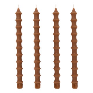 Bamboo Taper Candles - In Vanilla Caramel Set of 4 For Sale