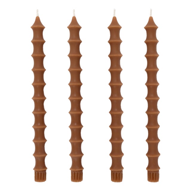 Bamboo Taper Candles - In Vanilla Caramel Set of 4 For Sale