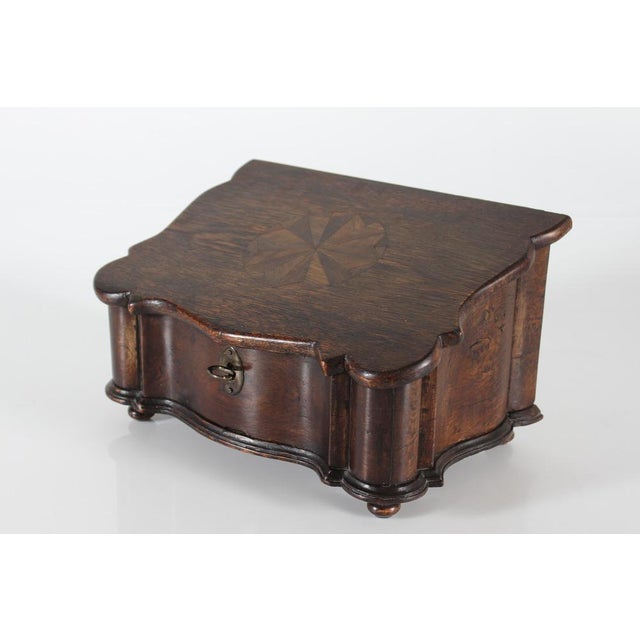 Antique Mid 19th Century Scandinavian Baroque Oak Sewing Box For Sale - Image 9 of 14