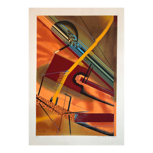 William SchwedlerSurrealist Architectural Landscape Silkscreen 1970s Chicago Modernist Lithograph, 1978