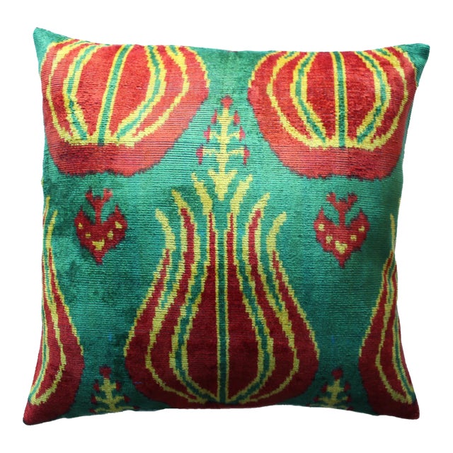 Contemporary Bohemian Multi Color Hand Knotted Pillow For Sale