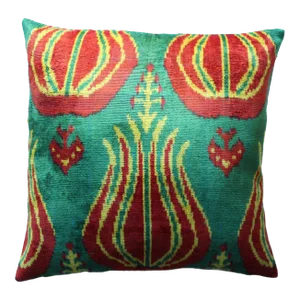 Contemporary Bohemian Multi Color Hand Knotted Pillow