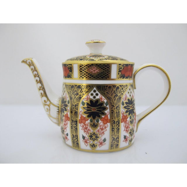 Royal Crown Derby 1128 Old Imari Bone China Full Miniature Tea Set & Oval Tray For Sale In Portland, OR - Image 6 of 18