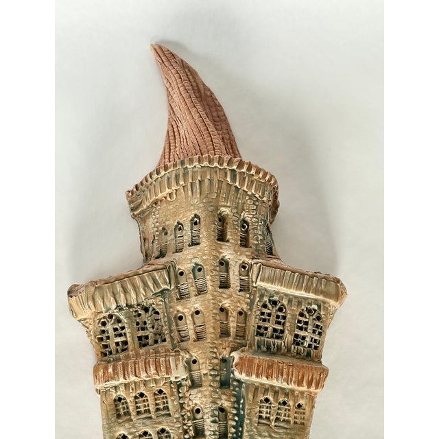 Contemporary Rare Pair of Aldo Moroni Fanciful Contemporary Porcelain Building Wall Sculptures For Sale - Image 3 of 12