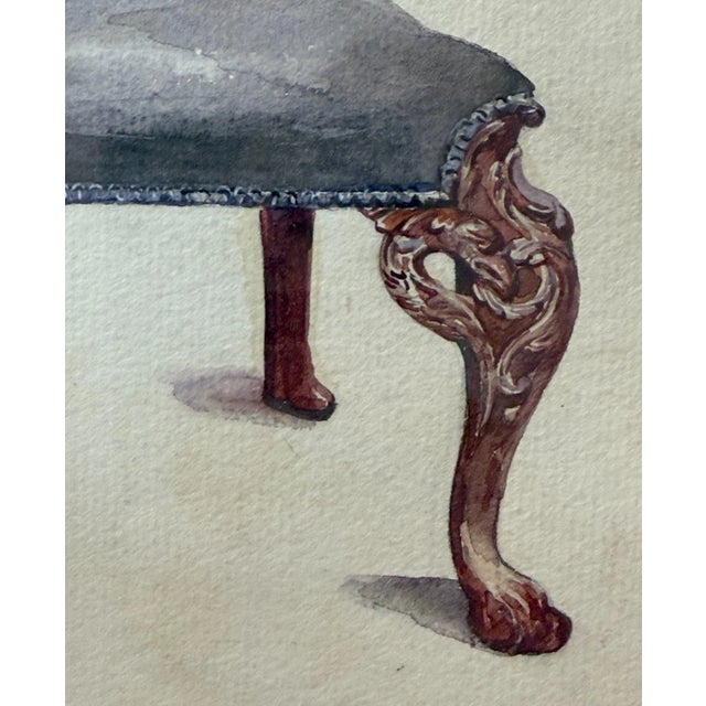 19th Century Antique 19th Century Original Mahogany Dining Armchair Chair Watercolor Painting For Sale - Image 5 of 7