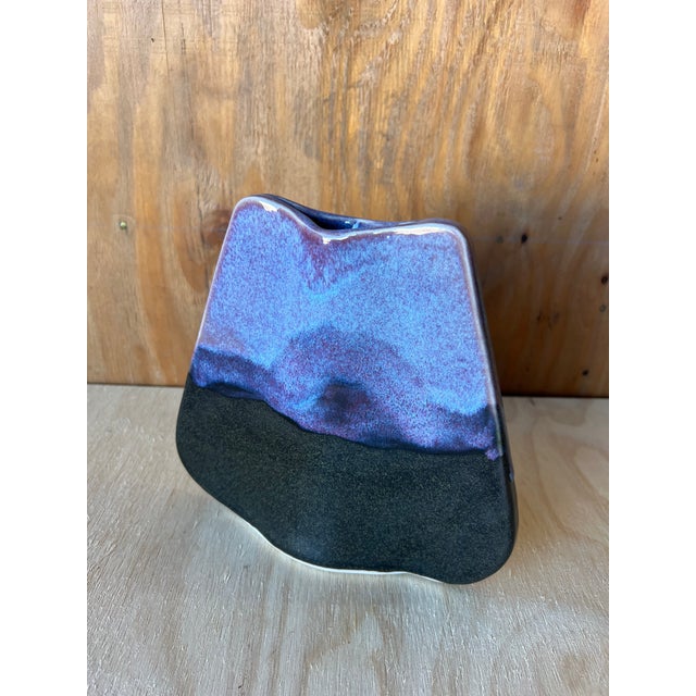 Organic Sculptural Ceramic Vase With Blue & Purple Landscape Glaze ...