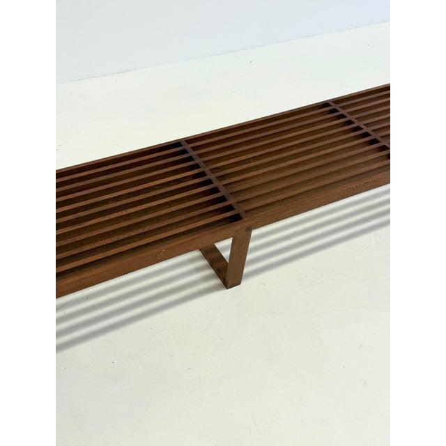 Vintage Long Platform Slatted Bench in Teak by George Nelson, 1970s For Sale - Image 11 of 12
