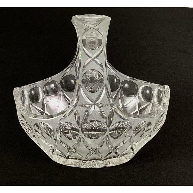 Vintage 1950s Cut and Frosted Crystal Basket For Sale - Image 6 of 6