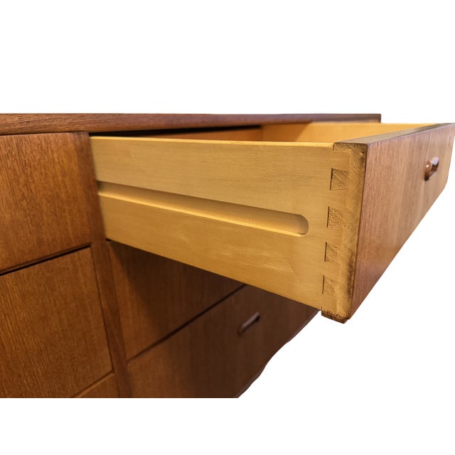 Large 1950s Danish Mid-Century Modern Teak 9-Drawer Lowboy Dresser – 72" For Sale - Image 4 of 9