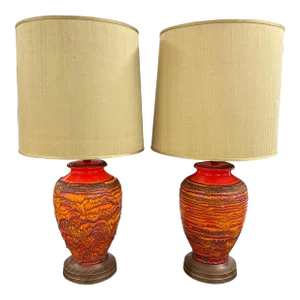 Lava Glaze Ceramic Lamps - A Pair