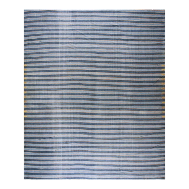Early 20th Century Indian Cotton Dhurrie Carpet ( 12' X 14'4'' - 366 X 436 ) For Sale