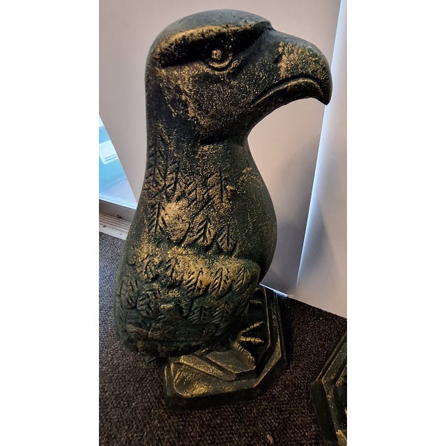 Metal Vintage Cast Iron 32" H White Eagle Oil Co. Eagles - Set of 2 For Sale - Image 7 of 11