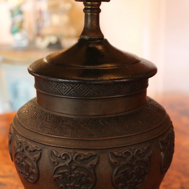 Wood Chinese Antique Bronze Vessel Lamp For Sale - Image 7 of 10