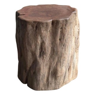 Side Table Solid Lychee Wood Bleached Finish Modern Organic For Sale