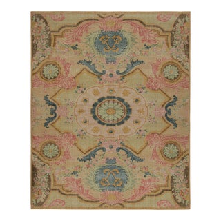 Rug & Kilim’s Contemporary Rug With Floral Patterns in Green Blue and Pink For Sale