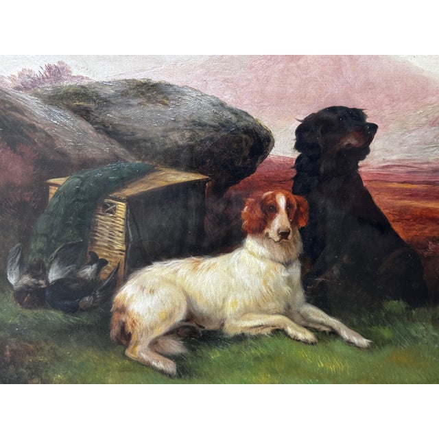 English Victorian Hunting Oil Painting “Game Dogs” – Robert Cleminson (1864–1903) Gilt Framed For Sale - Image 10 of 18