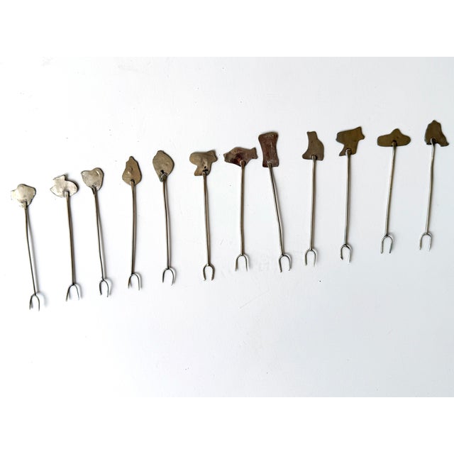 Vintage Handmade Mexican Silver & Abalone Hors D’Oeuvre Picks – Set of 12 For Sale In Buffalo - Image 6 of 7