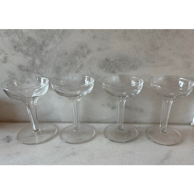 Set of 4 Vintage Hollow Stem Champagne Coupes For Sale - Image 4 of 12