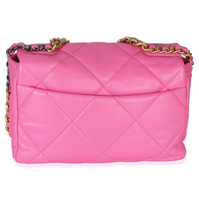Chanel Pink Quilted Lambskin Large Chanel 19 Flap Bag For Sale - Image 4 of 9