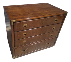 Late 20th Century Drexel Accolade 3 Drawer Walnut Campaign Chest