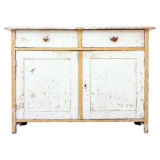 19th Century Swedish Rustic Painted Pine Dresser Base For Sale