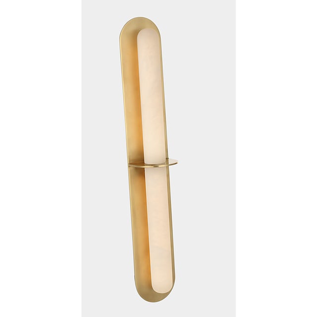 Kelly Wearstler for Visual Comfort Signature Fosse 28" Linear Tube Sconce in Antique-Burnished Brass with Alabaster For Sale In Houston - Image 6 of 10