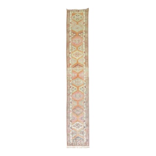 20th Century Long Orange Turkish Anatolian Geometric Runner For Sale