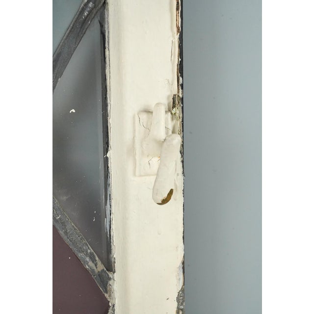 Tudor Diamond Shape Leaded Stained Glass Steel Casement Window For Sale - Image 4 of 5