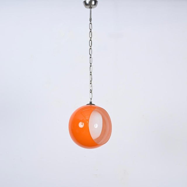 Orange Murano Glass Eclipse Pendant attributed to Carlo Nason for Mazzega, Italy, 1960s For Sale - Image 12 of 15