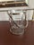 Contemporary Silver-Tone Metal & Glass Ice Bucket, Hurricane Candle Holder & Lantern For Sale - Image 3 of 6