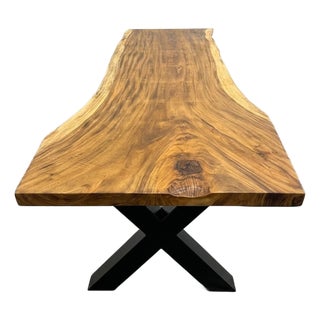 Live Edge Single-Slab Monkeypod Conference Table, 10 Ft, 44 in Wide For Sale