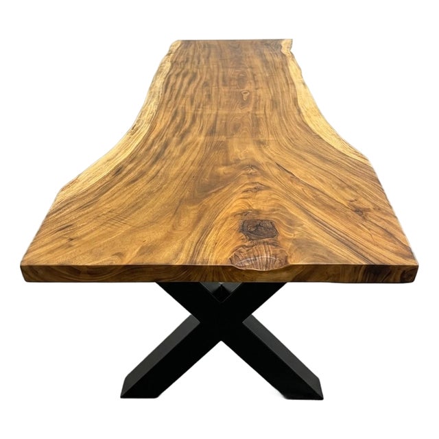 Live Edge Single-Slab Monkeypod Conference Table, 10 Ft, 44 in Wide For Sale