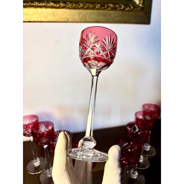 Vintage Liquor Glasses in Saint Louis Crystal, 1920s, Set of 9 For Sale - Image 17 of 18