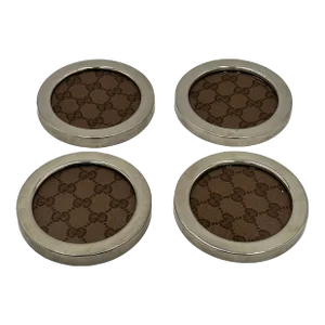 Vintage Gucci Monogram and Silver Coasters - Set of 4