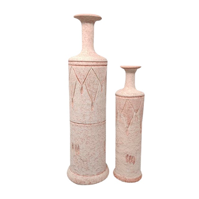 Pink Ceramic Vases, Italy, Set of 2 For Sale