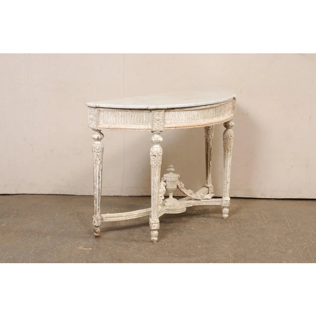 White 18th Century French Neoclassic Marble Top Console For Sale - Image 8 of 11