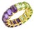 Kai Emerald-Cut Amethyst & Peridot Duo Eternity Ring in 14k Solid Gold - Size 6 For Sale