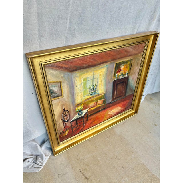 Traditional Early 20th Century Interior Painting Oil on Canvas For Sale - Image 3 of 12