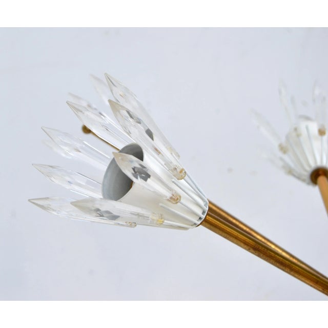 Metal Emil Stejnar Austria Six Light Brass Blown Glass Flush Mount Sputnik Orbit, 1950 For Sale - Image 7 of 13