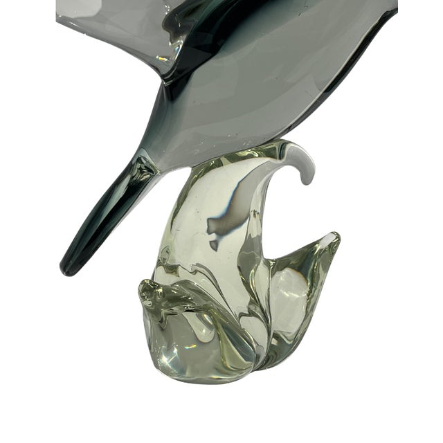 Vintage Modernist Blown Art Glass Bird Sculpture 9.5” Heavy Murano Style Statement Piece For Sale In Orlando - Image 6 of 10