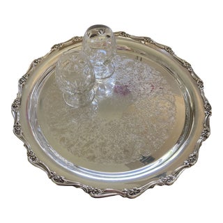 Vintage 1847 Rogers Bros Silver Tray Magic Rose Tray For Sale
