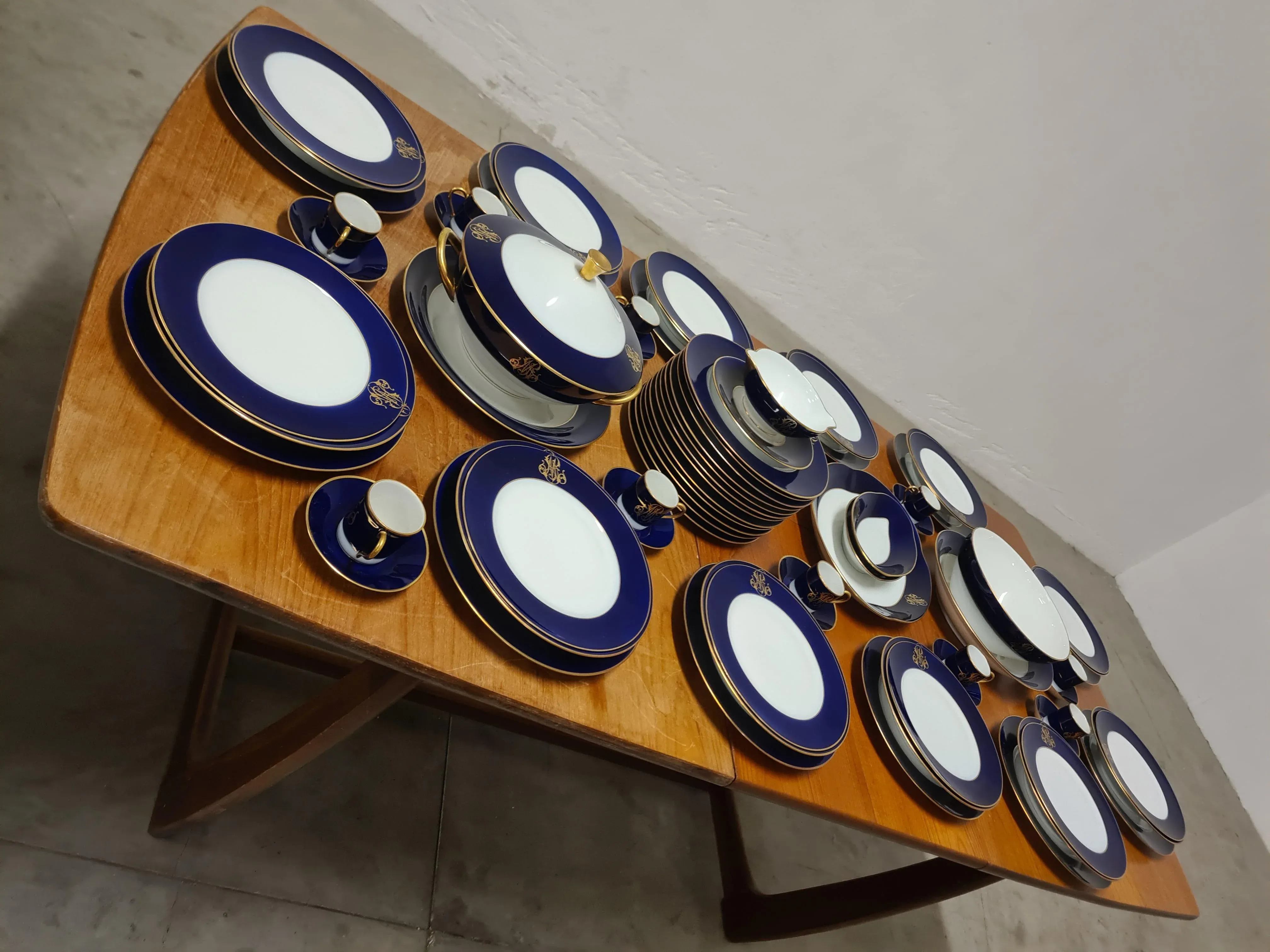 Cobalt Blue Dinnerware Set from Limoges, 1960s, Set of 68 | Chairish