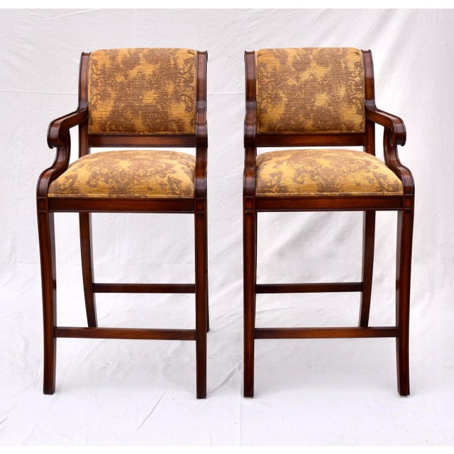 Nancy Corzine Regency Bar Stools, English Walnut, Counter Height For Sale In Philadelphia - Image 6 of 12