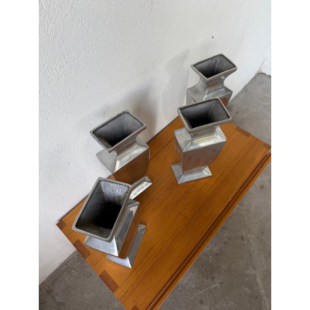 Vintage Vases in Aluminum, 1970s, Set of 4 For Sale - Image 16 of 18