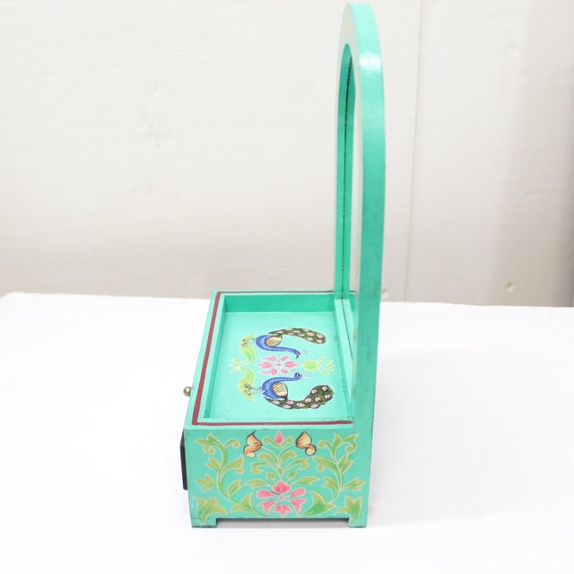 Wood Hand Painted Mirror Jewelry Box For Sale - Image 7 of 8
