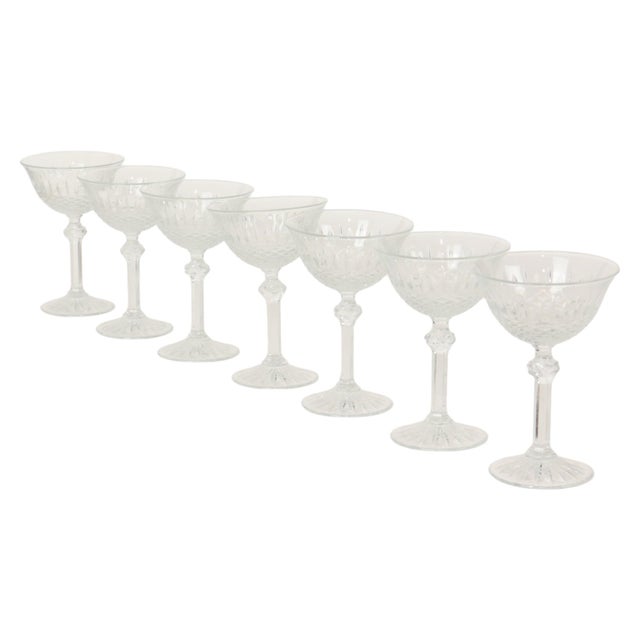 Vintage Regency Fidenza Crystal Champagne Glasses, 1980s, Set of 7 For Sale - Image 3 of 18